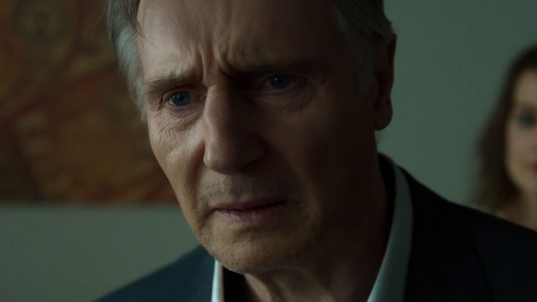 Liam Neeson looking perturbed