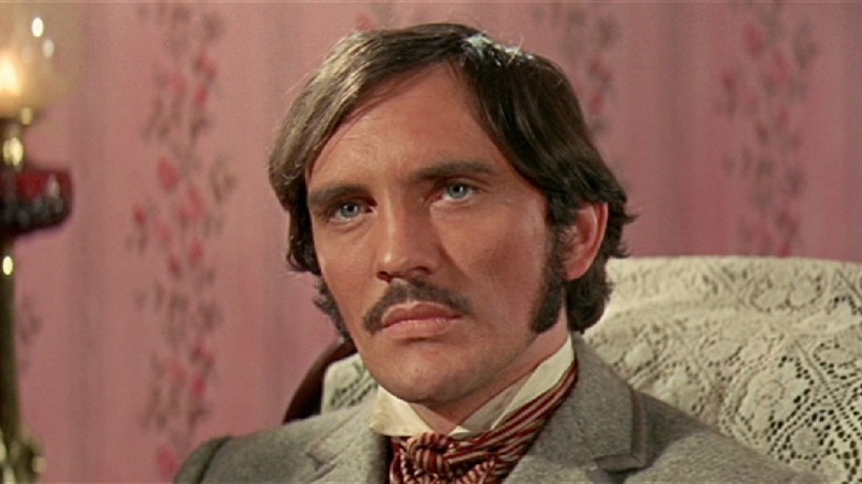 Terence Stamp looking serious