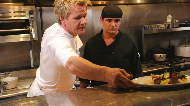 Chef Gordon Ramsay working in DownCity in Kitchen Nightmares