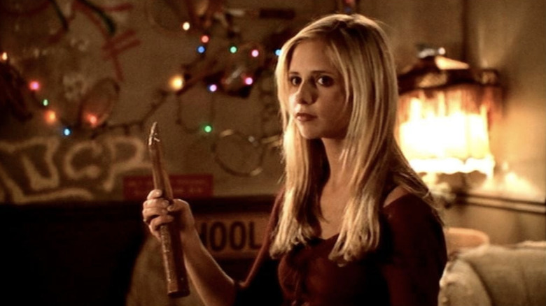 Buffy Summers holds a wooden stake in "Buffy the Vampire Slayer" (1997-2003)