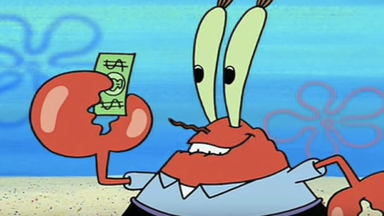 Mr Krabs holding money SpongeBob SquarePants