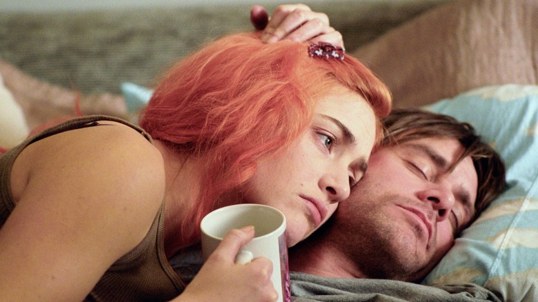 Kate Winslet and Jim Carrey cuddling in "Eternal Sunshine of the Spotless Mind"