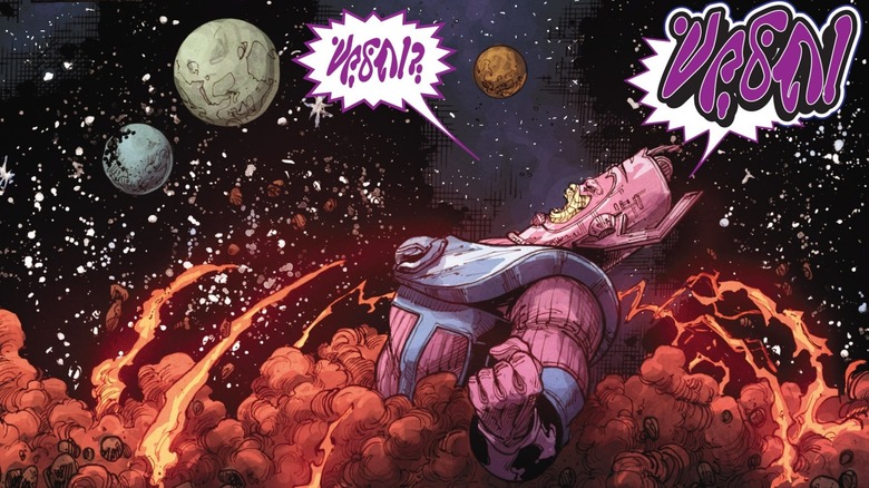 Galactus takes in energy that severely wounds him in "Skaar: Son of Hulk" #17