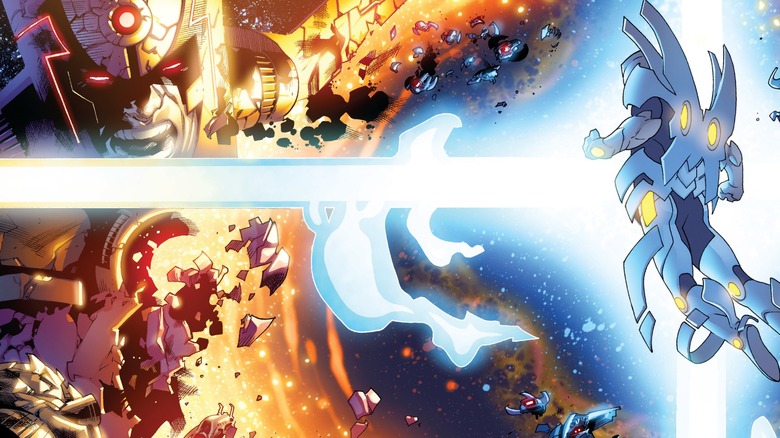 Rick Jones blasts Galactus nearly in half in "Hunger" #4