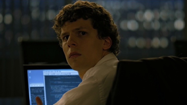 Jesse Eisenberg looks over shoulder