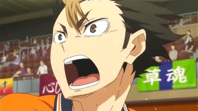 Yu Nishinoya screaming on court