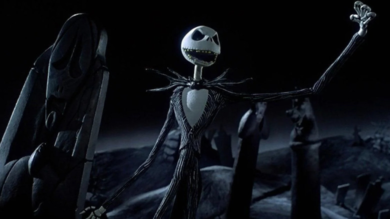 Jack Skellington in a graveyard