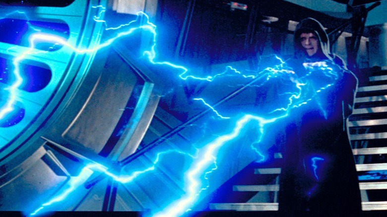 Darth Sidious using Force Lightning in Star Wars Return of the Jedi