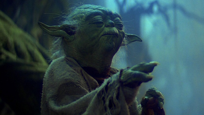 Jedi Grand Master Yoda using the Force to move an X-Wing in Star Wars The Empire Strikes Back