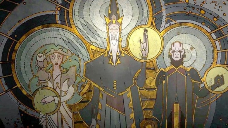 A mosiac depicting the Mortis Gods in Star Wars: Rebels