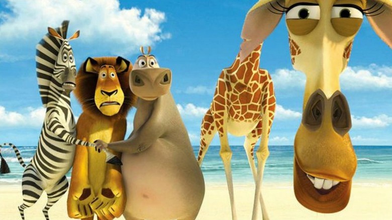 Marty, Alex, Gloria, and Melman trapped on a beach in Madagascar (2005)