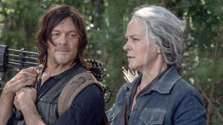 Daryl and Carol in the woods in 