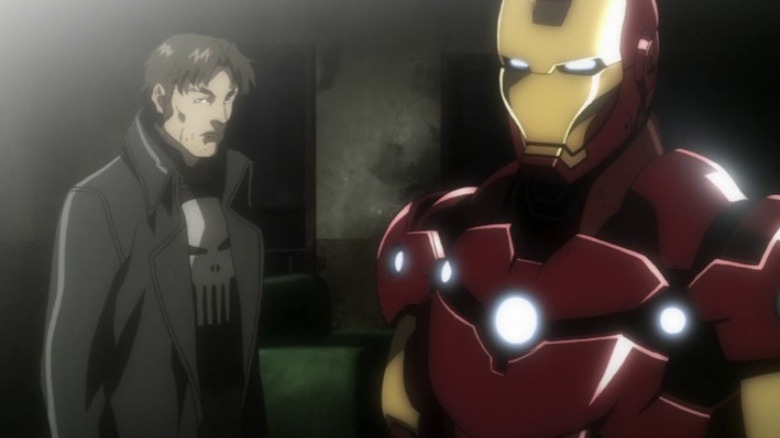 Iron Man standing with Punisher