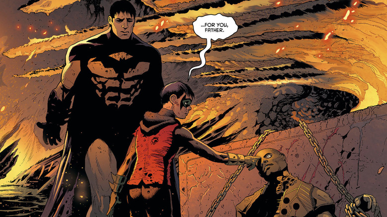 Damian Wayne tapping corpse