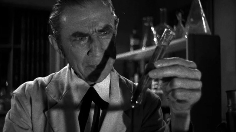 Dr. Zabor looking at test tubes in "Bela Lugosi Meets a Brooklyn Gorilla" (1952)