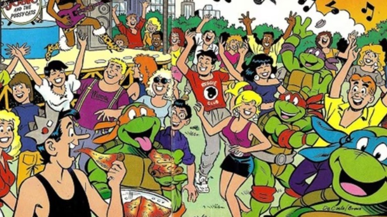 The Turtles and the teens of Riverdale at a concert