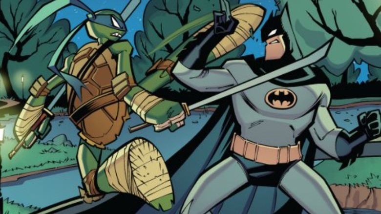 Leonardo fighting Batman