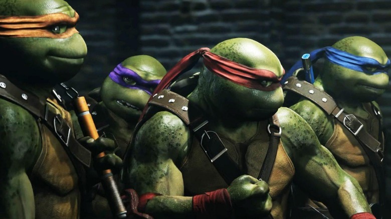 The turtles preparing to fight