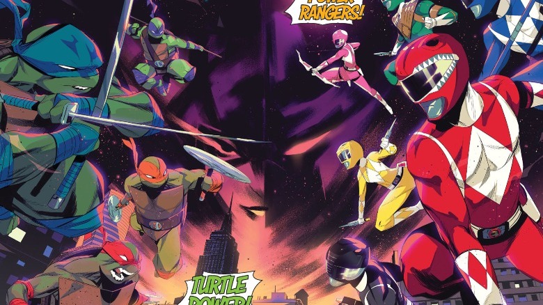 TMNT fighting Power Rangers