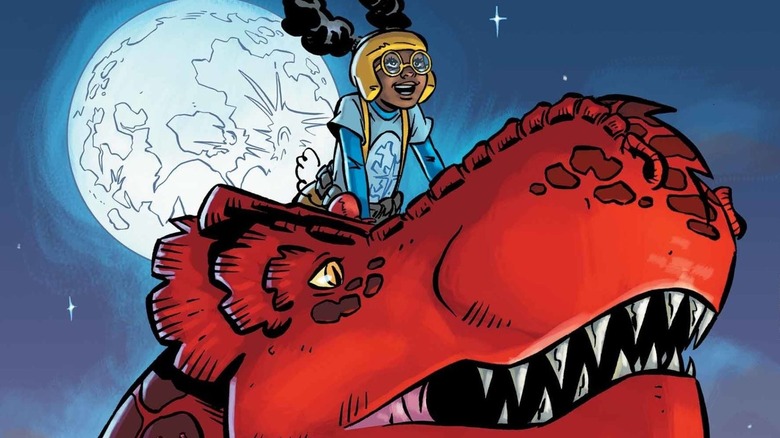 Moon Girl riding Devil Dinosaur