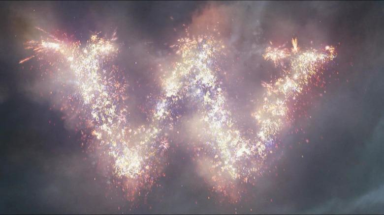 "W" made of fireworks