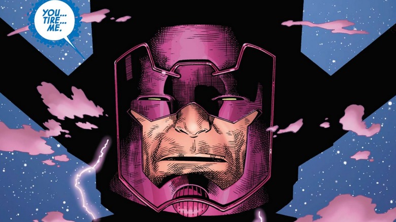 The head of Galactus against the night sky