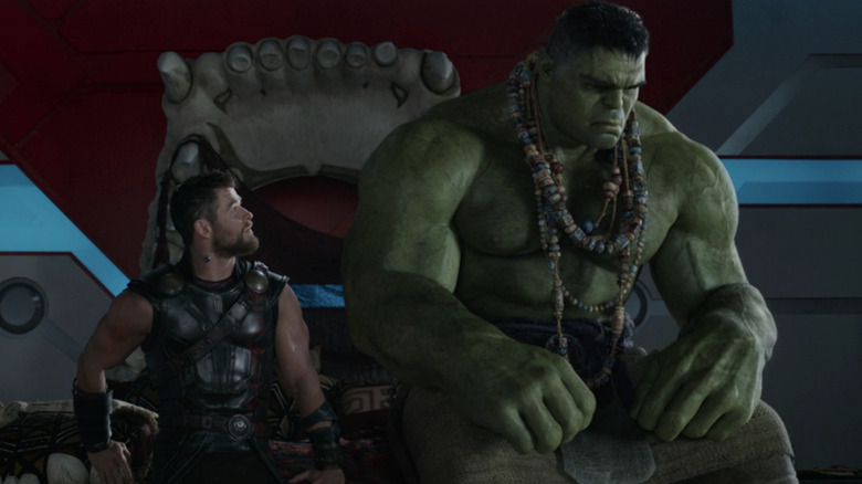 Thor sitting next to Hulk