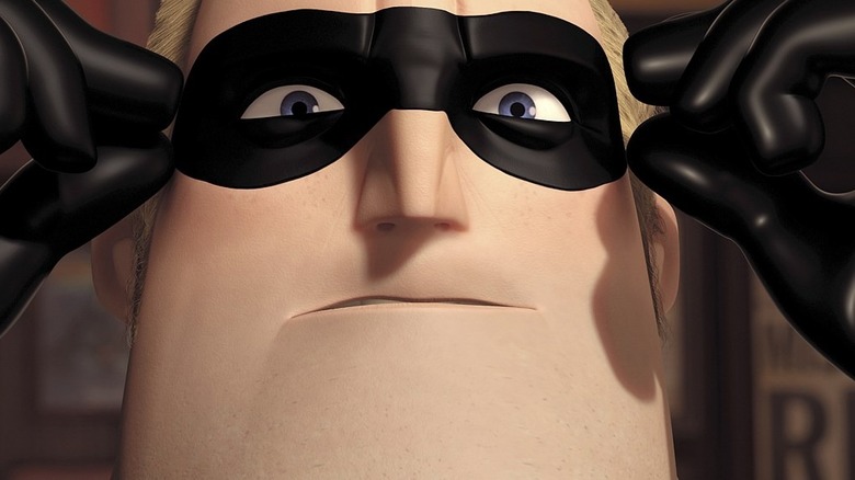 Mr Incredible putting on mask