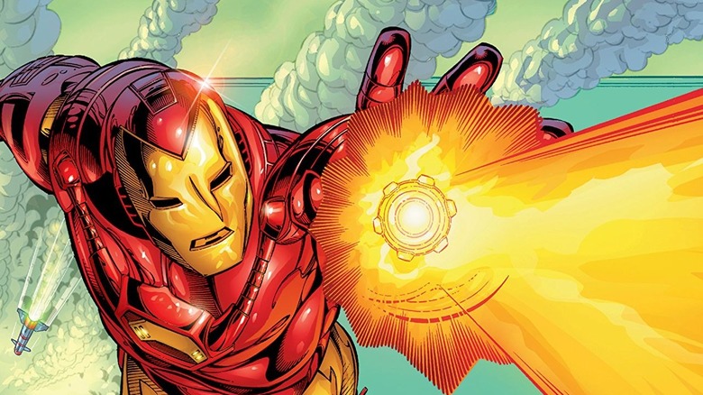 Iron Man using his blast
