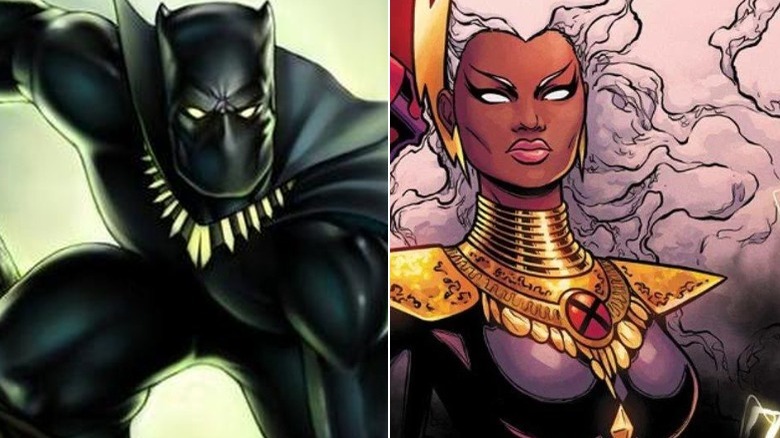 Black Panther on left, Storm on right