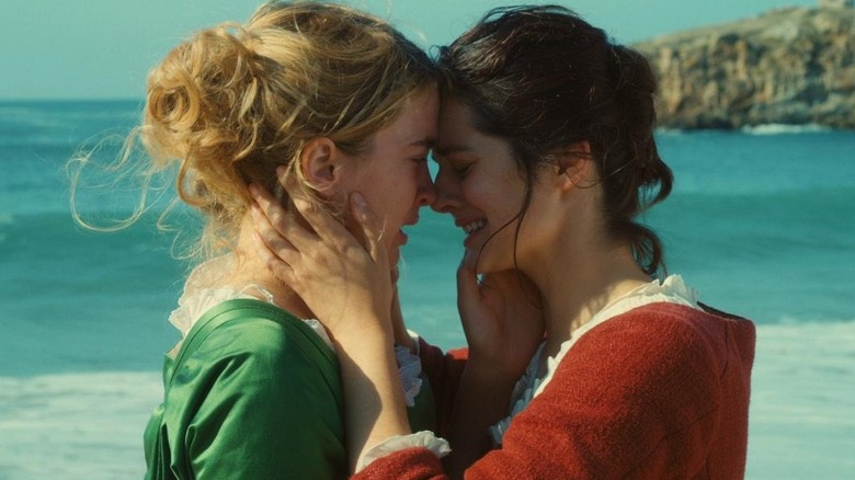 Adèle Haenel and Noémie Merlant crying as their faces touch