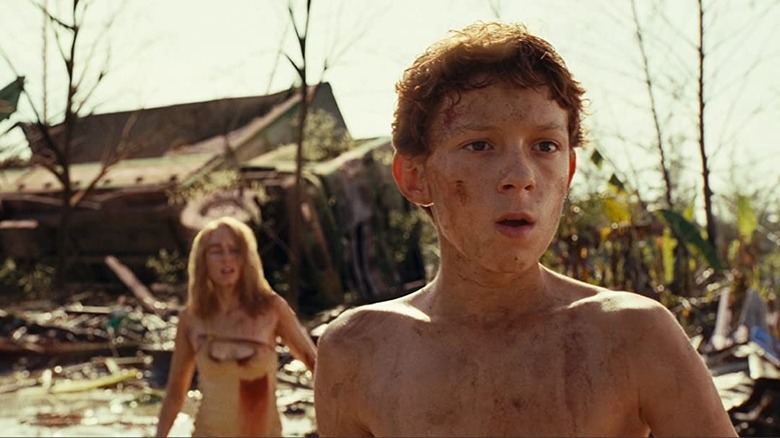 Naomi Watts and Tom Holland are shocked in The Impossible