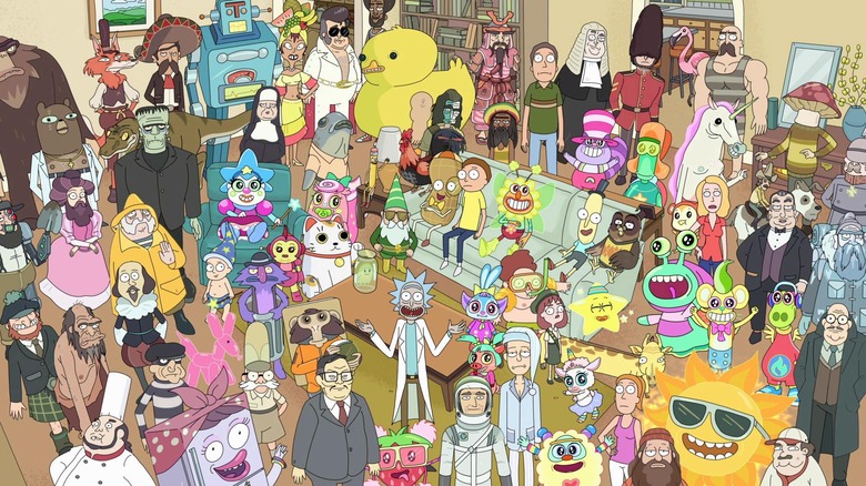 The Smith Family and a house full of zany characters in "Total Rickall"