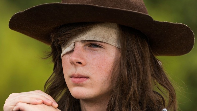 Carl Grimes stares