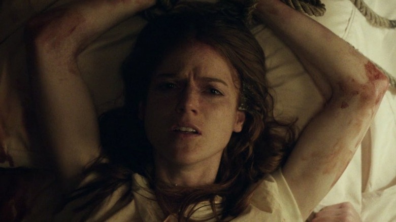 Rose Leslie scared tied to a bed