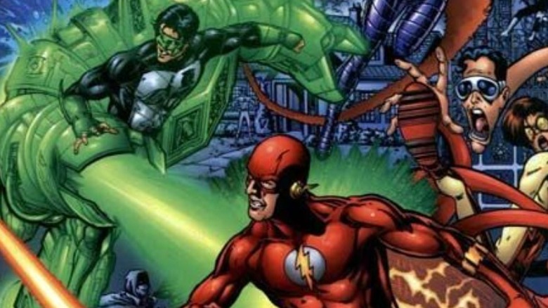 The confrontation between the Titans and JLA