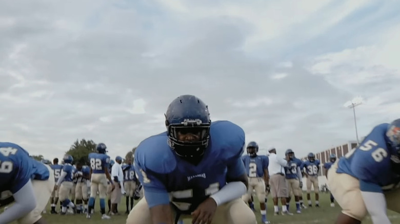 Football players practicing