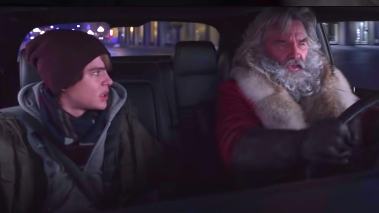 Teddy and Santa in a stolen car