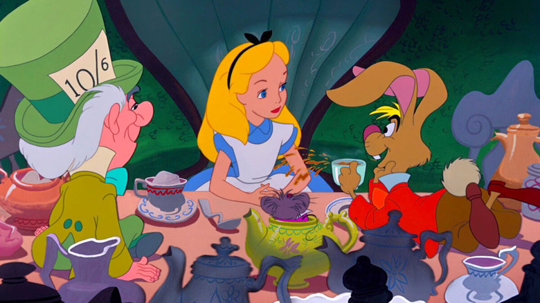 Alice at the table with the Mad Hatter