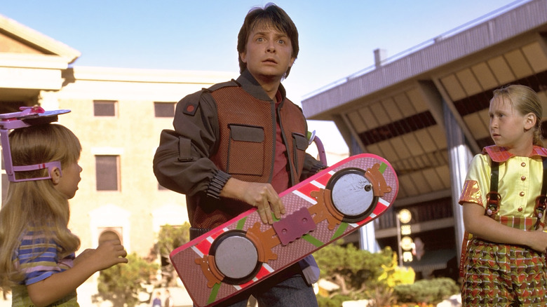 Marty McFly holding hoverboard