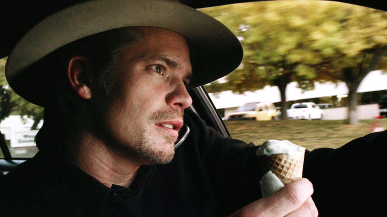 Raylan eats ice cream