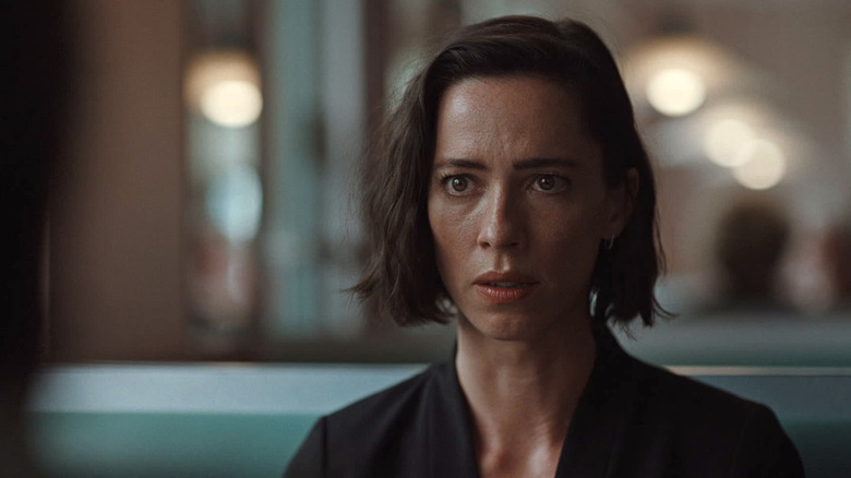 Rebecca Hall looking shocked