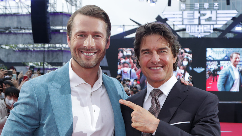 Glen Powell and Tom Cruise