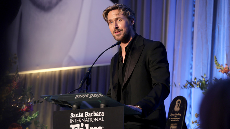 Ryan Gosling giving a speech