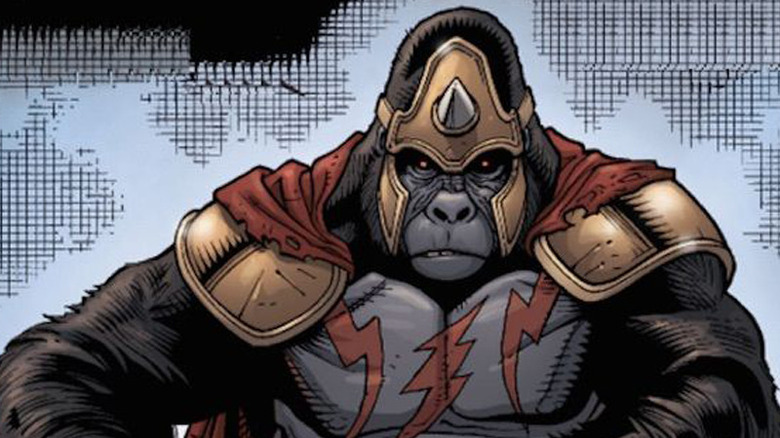 Gorilla Grodd sitting atop his throne