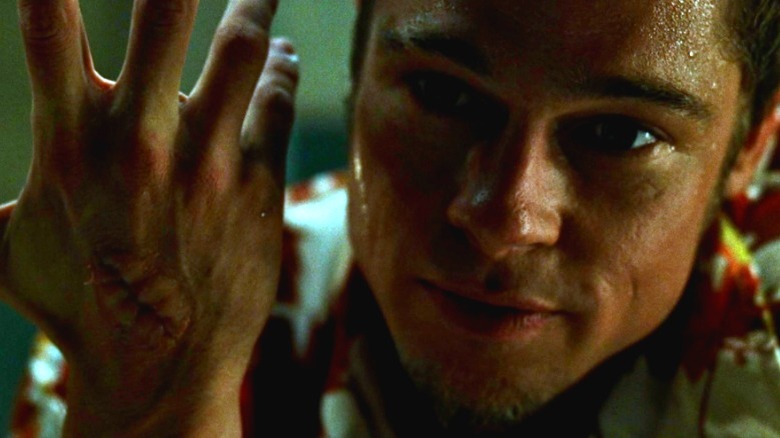 Tyler Durden shows the Narrator his scar