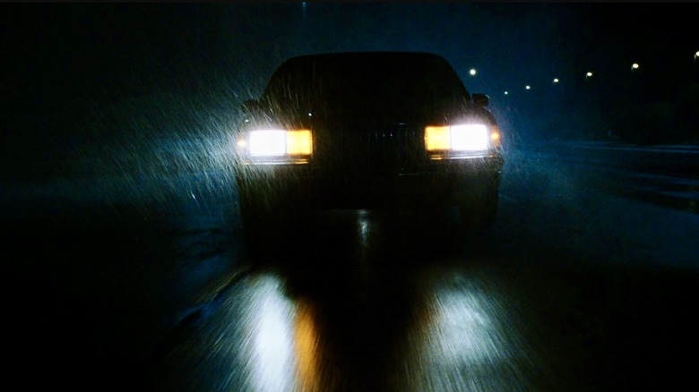 Car driving in the rain