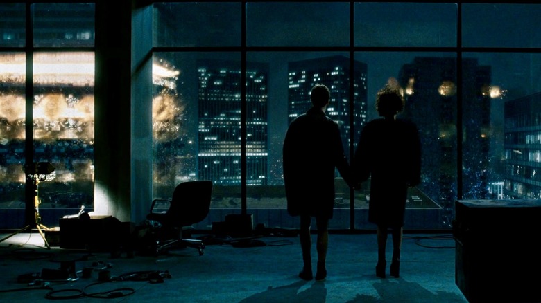 Skyscrapers exploding around Marla and the Narrator