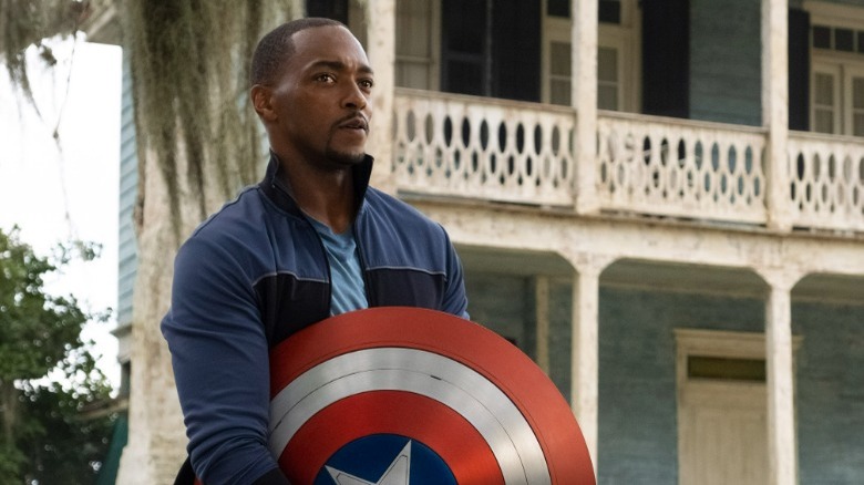 Sam Wilson holding shield