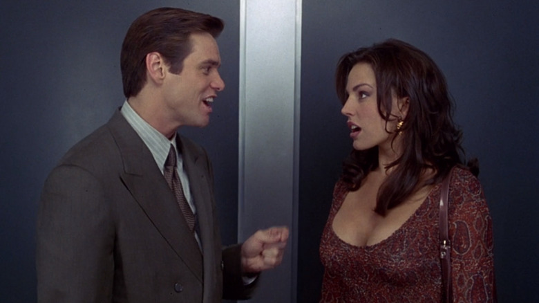 Jim Carrey and Krista Allen breaking character